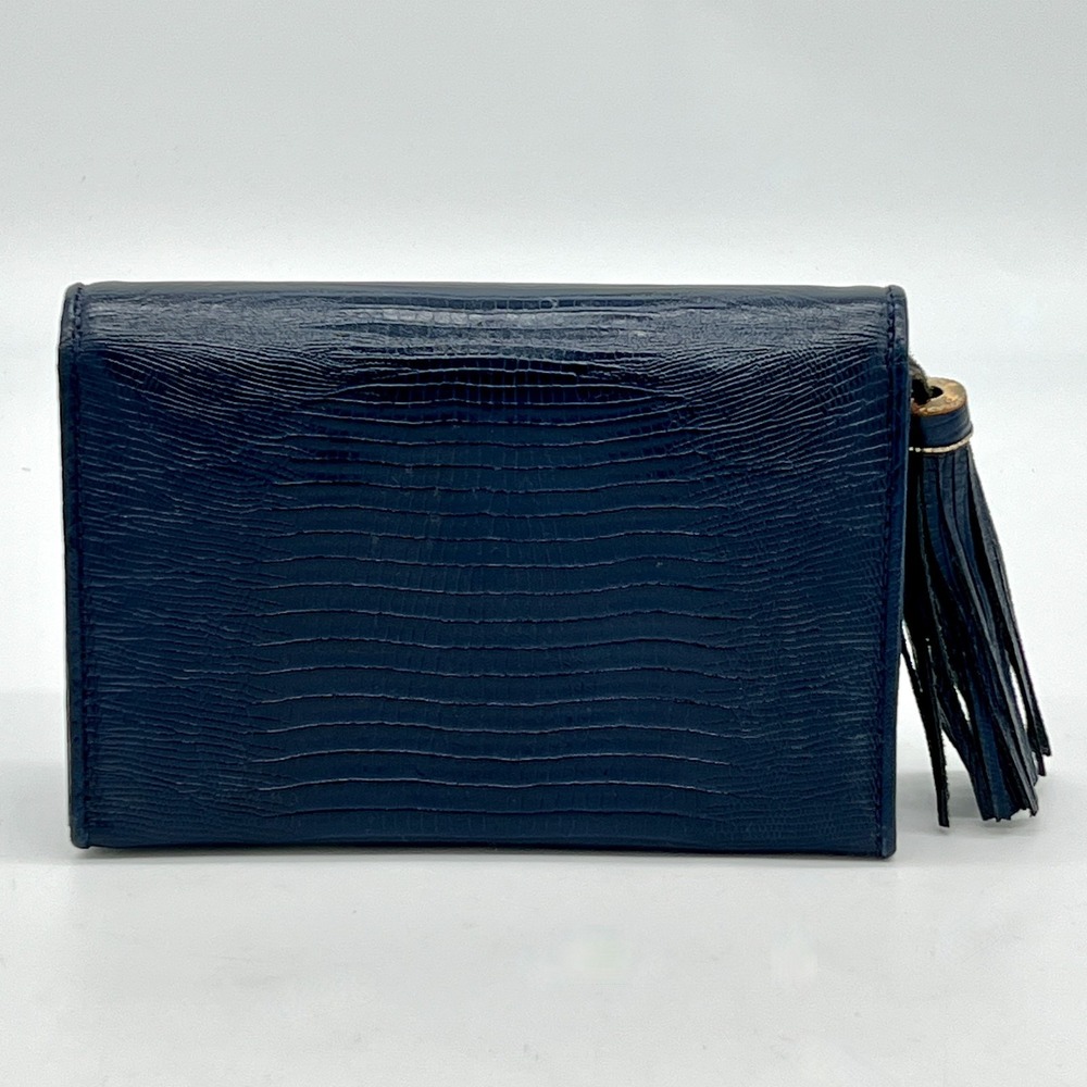 Vntg Jay Herbert New York Mini Crocodile Embossed Navy Leather Crossbody Clutch - Picture 5 of 11